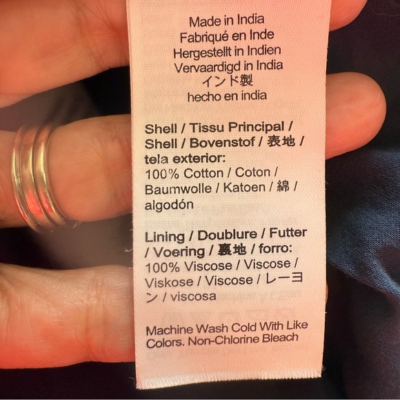 J Crew Smock Neck Puff Sleeve Top Dot Navy Blue Lightweight Cotton Shirt CA591 - Picture 10 of 10